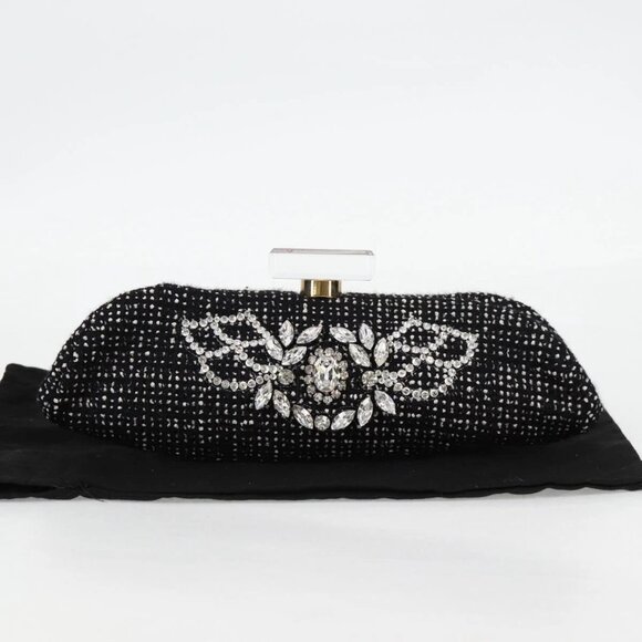 CHANEL Clutch Bag Tweed Black Gold CC Auth 124606AV - Picture 15 of 16